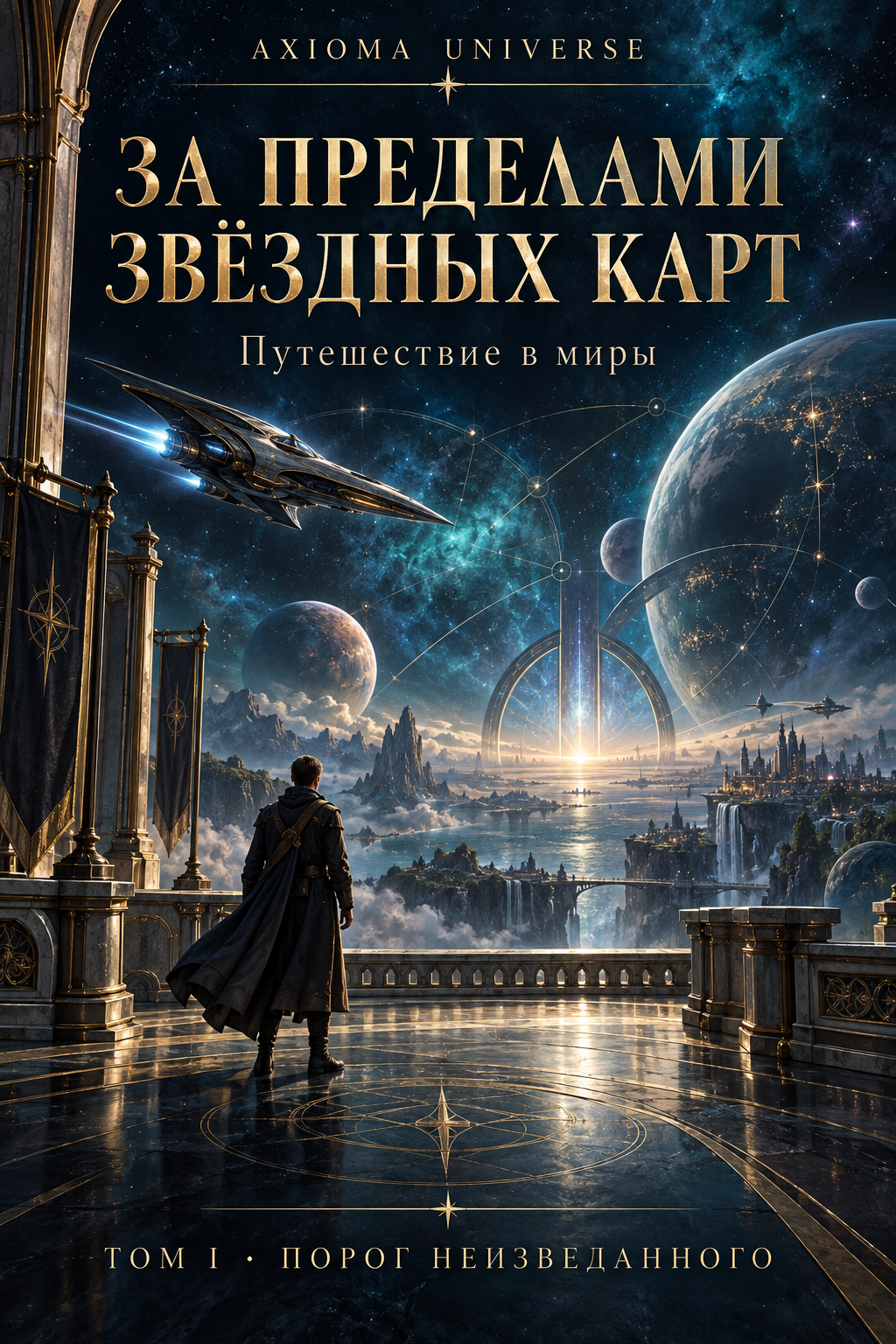 Первый эскиз обложки AXIOMA UNIVERSE, За пределами звёздных карт, том I Порог неизведанного